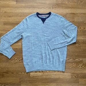 Tommy Hilfiger Men’s L 100% cotton sweater, heather grey with heather navy